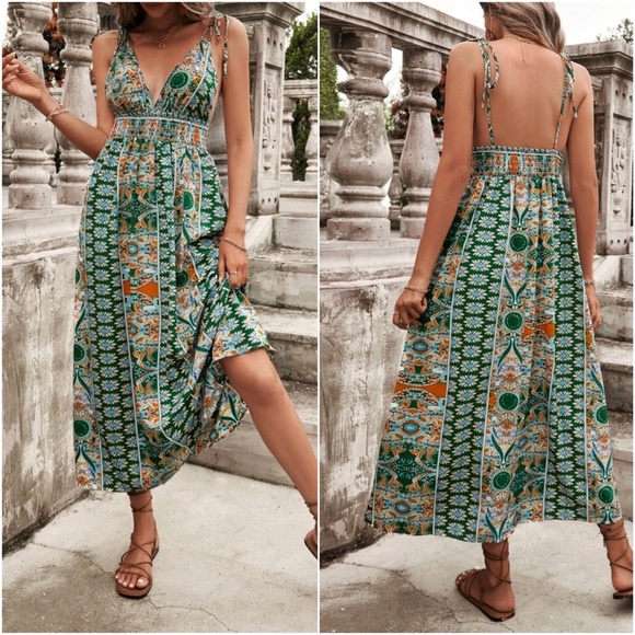 Boho Floral Print Cami Maxi Dress - Picture 3 of 3